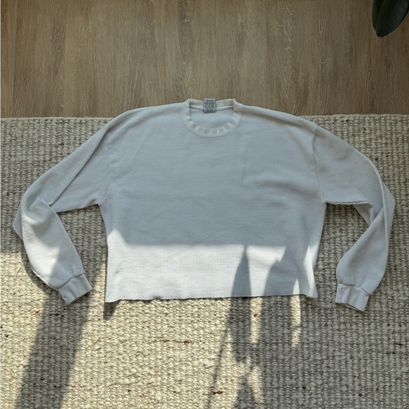 Vintage Tops - Vintage White Cropped Thermal – Raw Hem